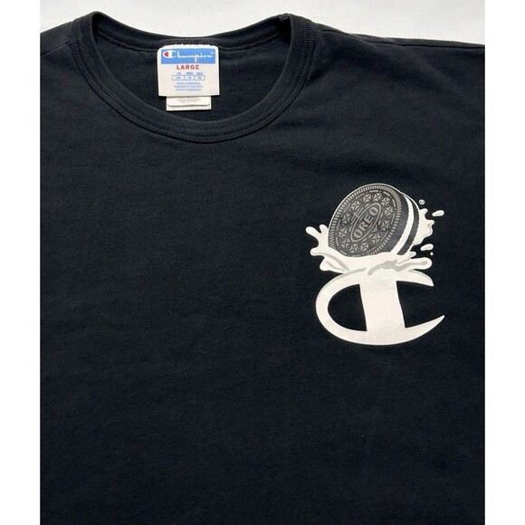 Oreo Champion T-Shirt Mens Large Black Dunk Champion Graphic Collab Oreos Shirt - Picture 5 of 12